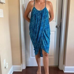 Green Dragon Women's Batik I Bleu Genevieve Wrap Dress